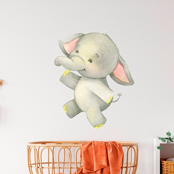 60 Adesivi Murali Con Elefanti Per Cameretta – Stickers Decorativi Per Bambini In Menta E Grigio, Rimovibili E Senza PVC, Prodotti In Germania