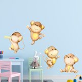 Adesivi per Bambini: Quattro scimmie che giocano 4