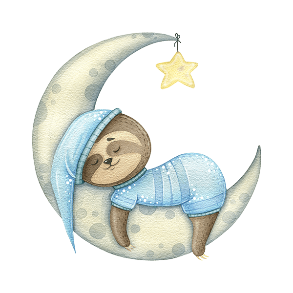 Adesivi per Bambini: Il Bradipo Dorme sulla Luna