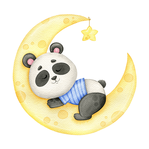 Adesivi per Bambini: L'orso Panda Dorme sulla Luna