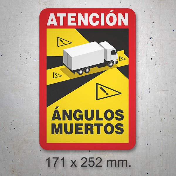 Adesivo Attenzione agli angoli morti per i camion in Spagnolo