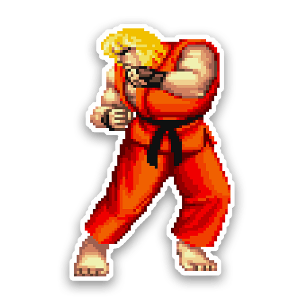 Adesivi per Auto e Moto: Street Fighter Ken Pixel 16 Bits