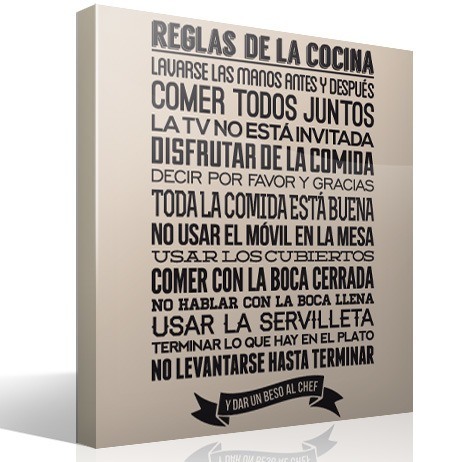 Adesivi Murali: Regole della cucina - Spagnolo