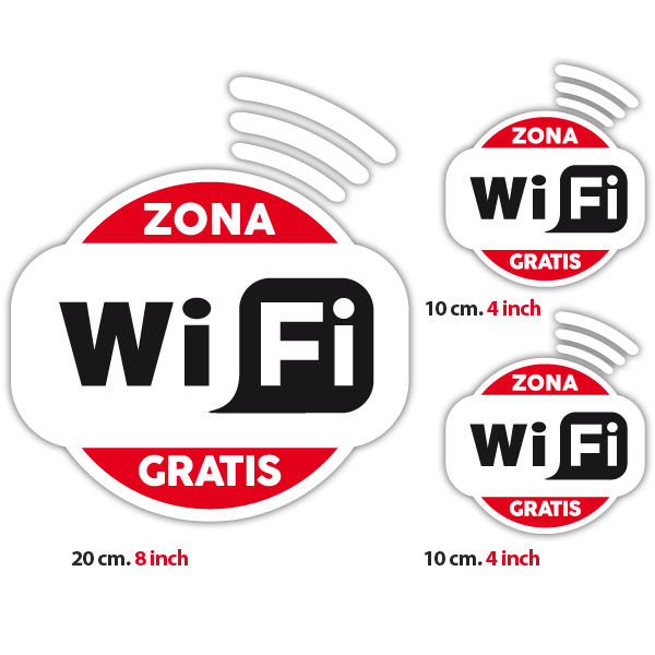 Adesivi Murali: Zona Wifi Gratis - Pack 3 adesivi