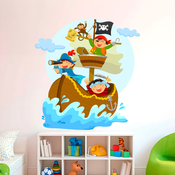 Adesivi per Bambini: Pirati che navigano in barca