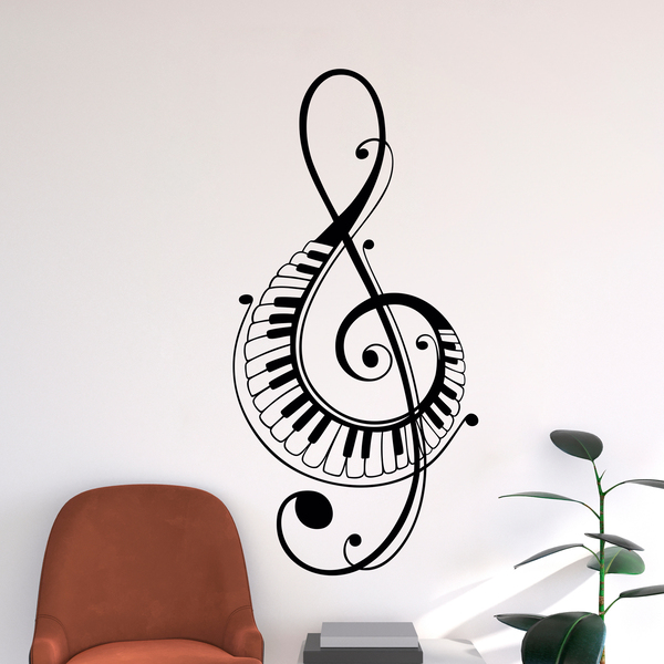 Adesivi Murali: Chiave di violino con tasti di pianoforte 2