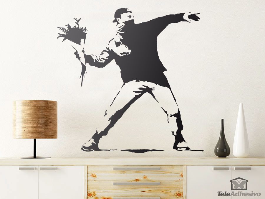 Adesivi Murali: Banksy Fiore protesta Lanciare