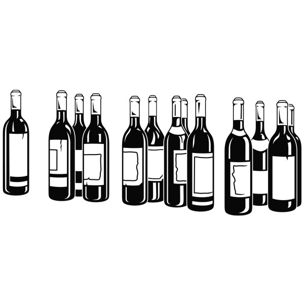 Adesivi Murali: Bottiglie di vino rosso