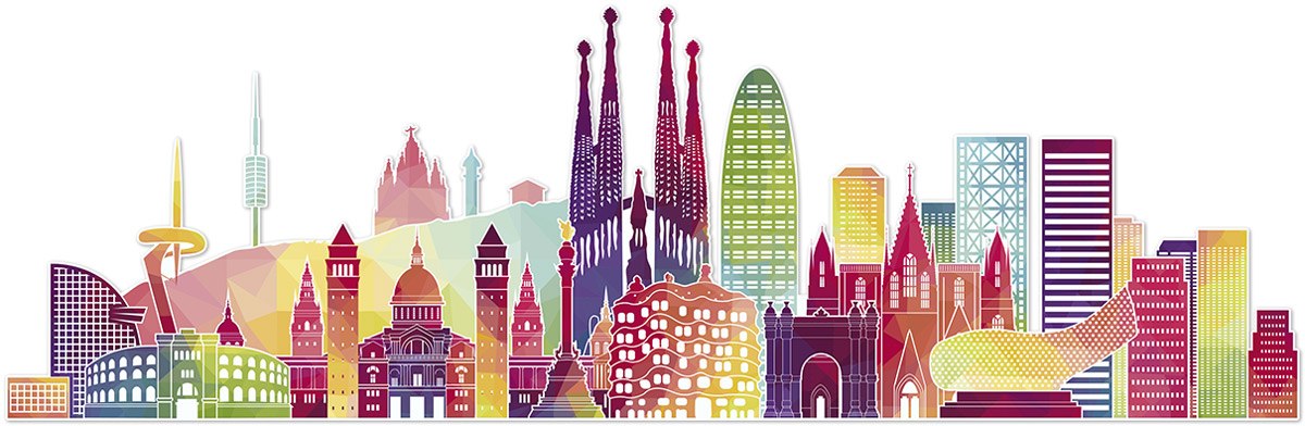 Adesivi Murali: Barcellona orizzonte colore