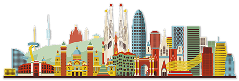 Adesivi Murali: Barcellona orizzonte colore 2