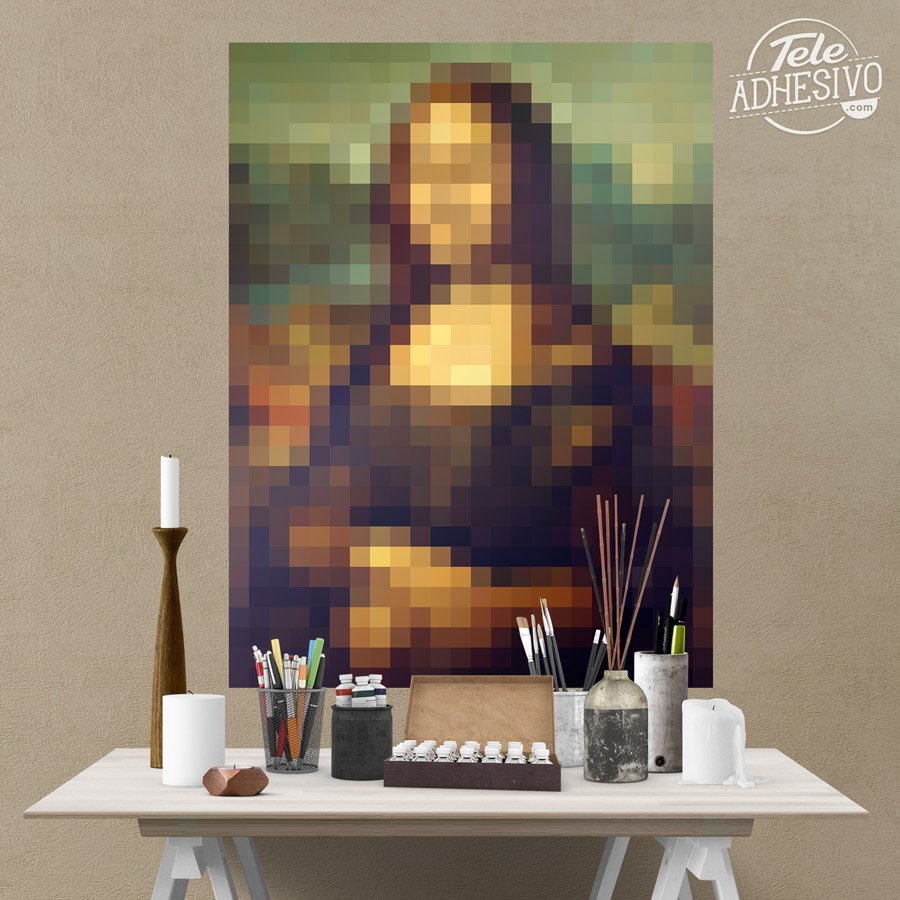 Adesivi Murali: Poster Mona Lisa Gioconda Pixel