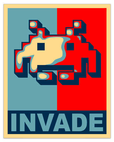 Adesivi Murali: Invader stile Obama