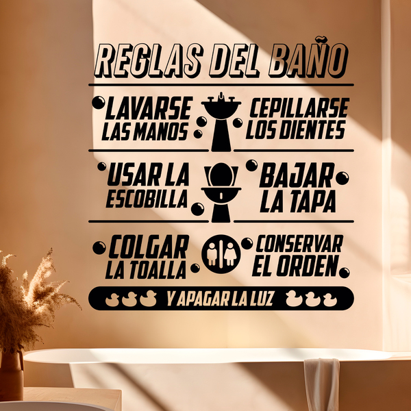 Adesivi Murali: Regole da bagno in spagnolo