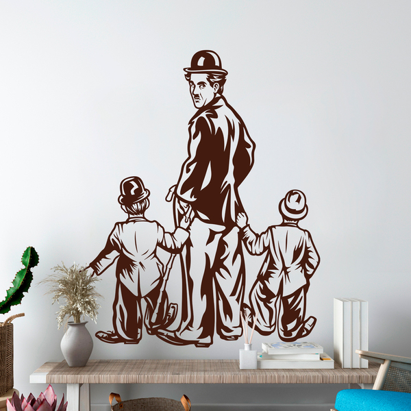 Adesivi Murali: Charles Chaplin con due figli