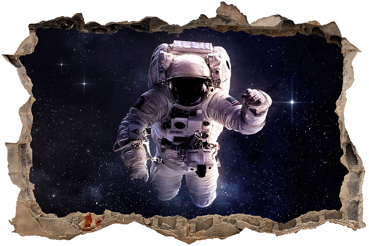 Adesivo murale trompe l'oeil astronauta.