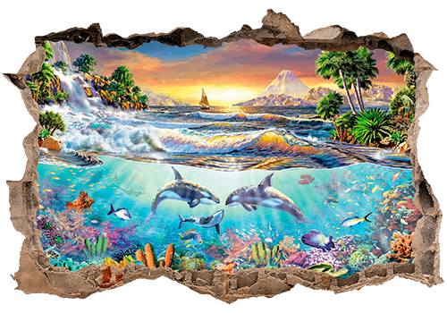 Adesivi Murali: Buco Paesaggio marino
