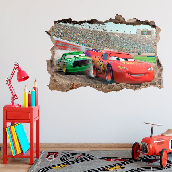 Adesivi Murali: Adesivo murale Buco Rayo McQueen in Carrera