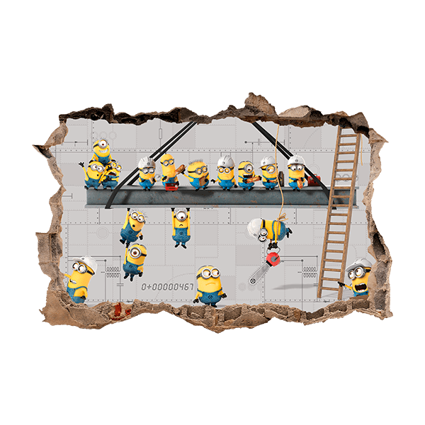 Adesivi Murali: Adesivo murale Buco Minions in Costruzione