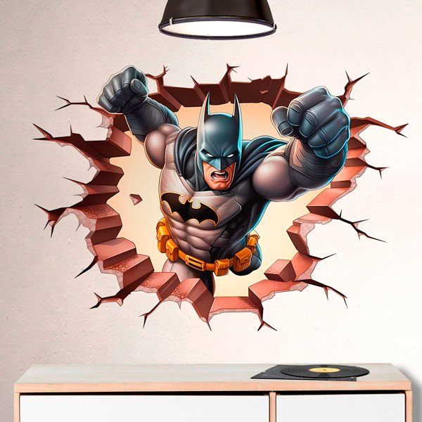 Adesivo murale Buco Batman in azione