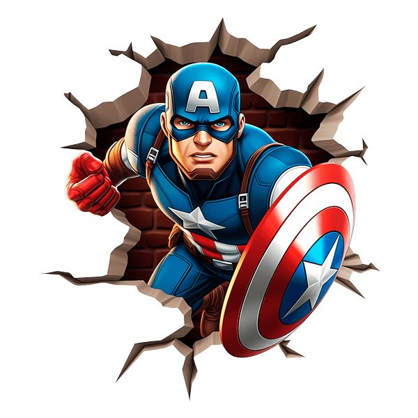 Adesivi Murali: Capitan America in azione