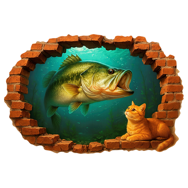 Adesivi Murali: Tana del pesce e del gatto