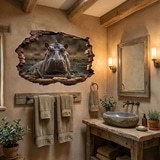 Adesivi Murali: Adesivo 3D Ippopotamo Buco nel Muro 4