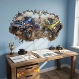 Adesivi per Bambini: Buco nel Muro Monster Trucks in Gara 7