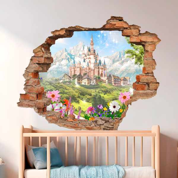 Adesivo murale bambini Buco Castello Disney