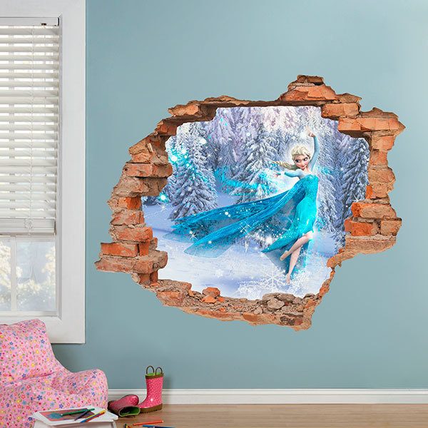 Adesivo murale bambini Buco Elsa di Frozen, Disney