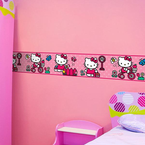 Adesivi per Bambini: Bordi per muro per camera da letto Hello Kitty