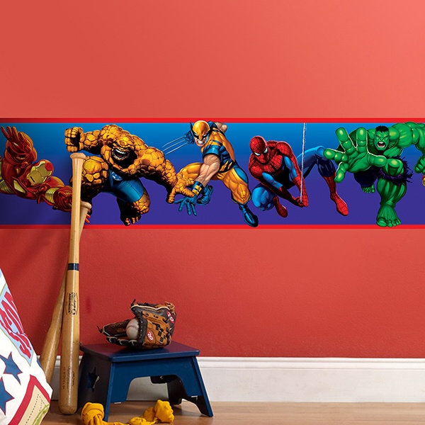 Bordi adesivi per camerette bambini Eroi Marvel