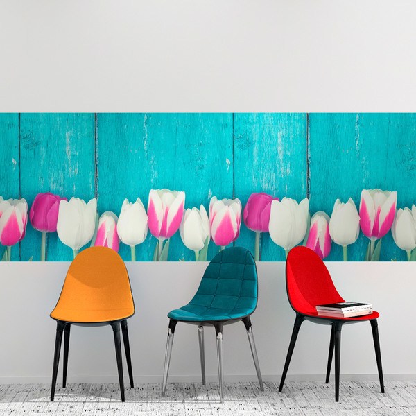 Adesivi Murali: Tulipani rosa e bianchi