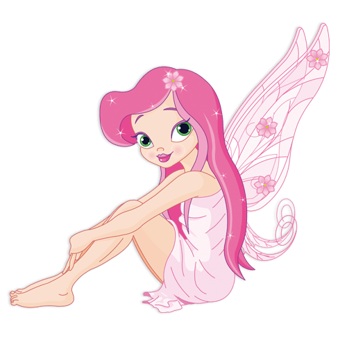 Adesivi per Bambini: Faerie Seduta Rosa