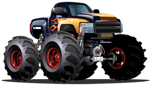 Adesivi per Bambini: Monster Truck blu scuro e arancione