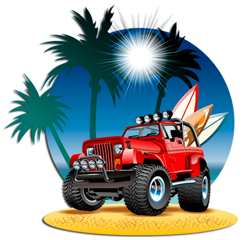 Adesivi per Bambini: All-terrain sulla spiaggia