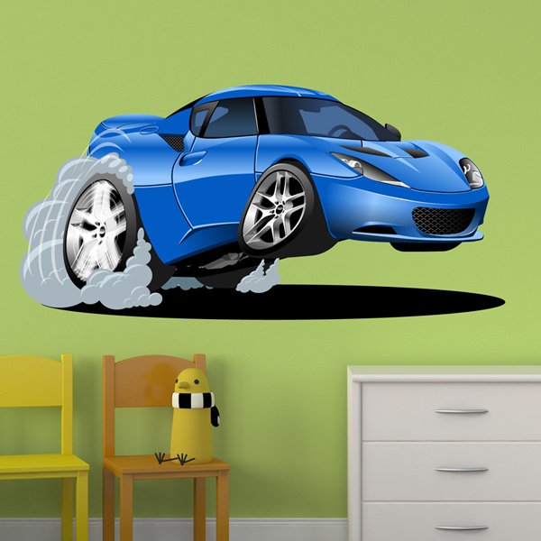 Adesivi per Bambini: Auto blu che accelera