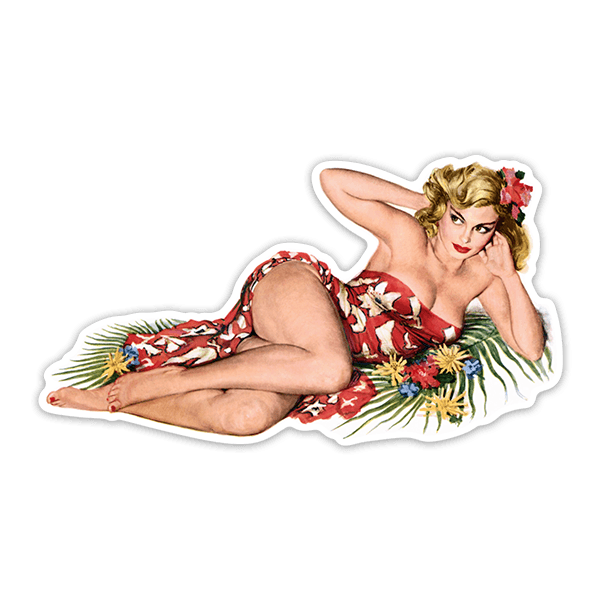 Adesivi per Auto e Moto: Ragazza Pin Up Hawaiana