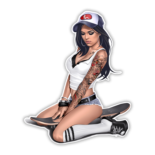 Adesivi per Auto e Moto: Pin Up ragazza skate