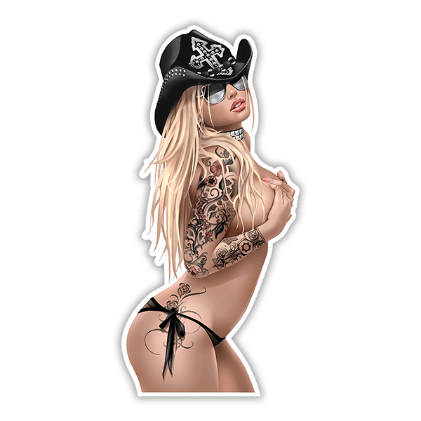 Adesivi per Auto e Moto: Ragazza cowboy pin up