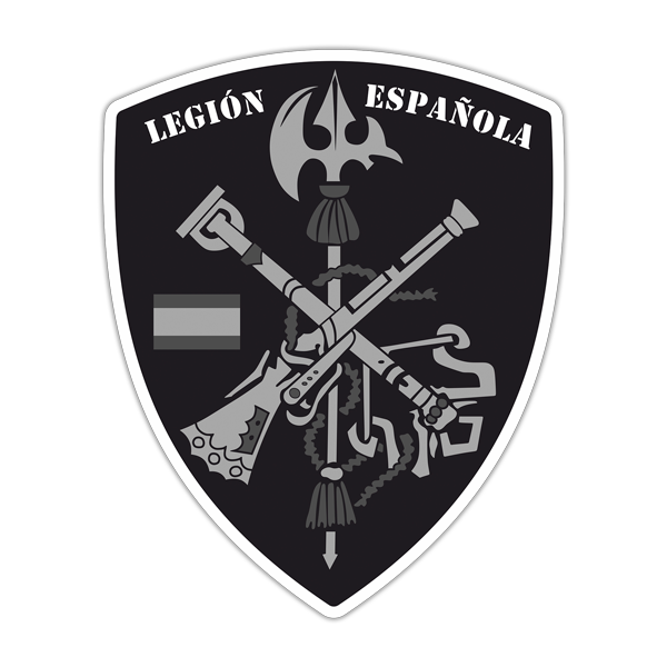 Adesivi per Auto e Moto: Stemma della Legione Spagnola in bianco e nero