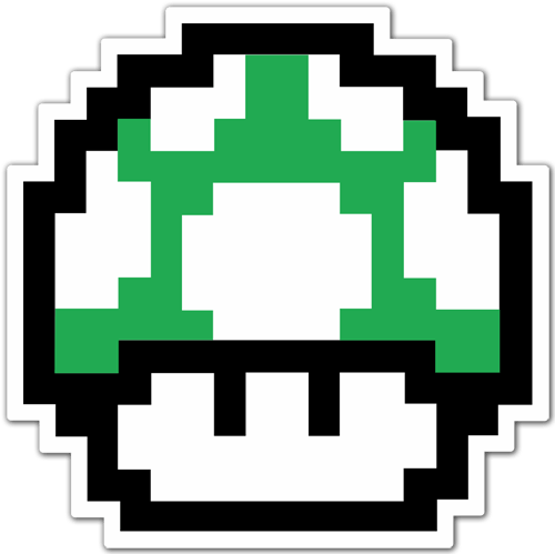 Adesivi per Auto e Moto: Mario Bros Seta Seta Pixel Verde