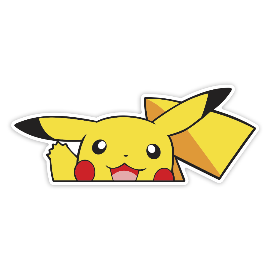 Adesivi per Auto e Moto: Pikachu Felice che Saluta