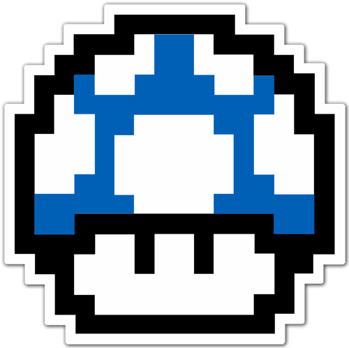 Adesivi per Auto e Moto: Mario Bros Seta Seta Pixel Blu