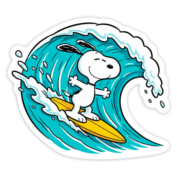 Adesivi per Auto e Moto: Snoopy Surfing Wave