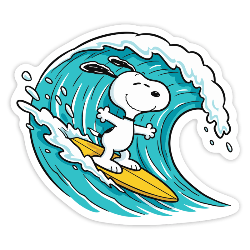 Adesivi per Auto e Moto: Snoopy Surfing Wave