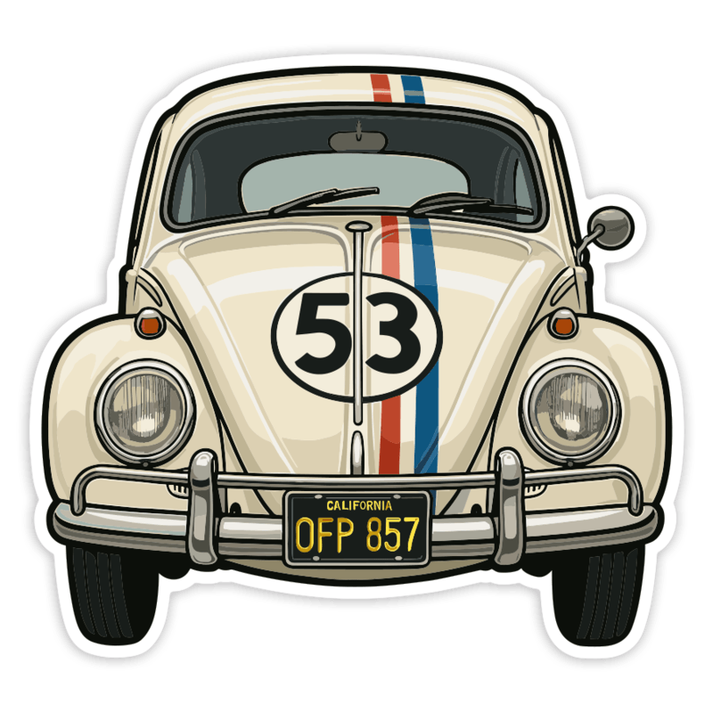 Adesivi per Auto e Moto: Auto VW Beetle Herbie 53