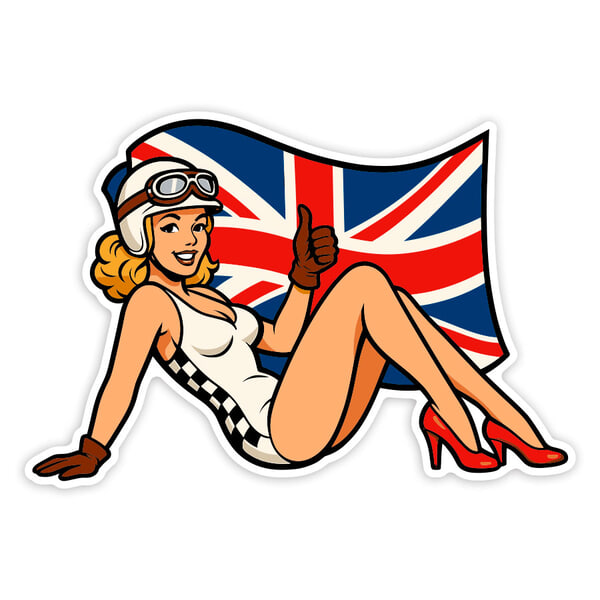 Adesivi per Auto e Moto: Pilota Pin-Up Britannica