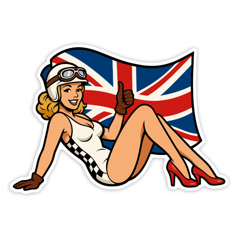 Adesivi per Auto e Moto: Pilota Pin-Up Britannica