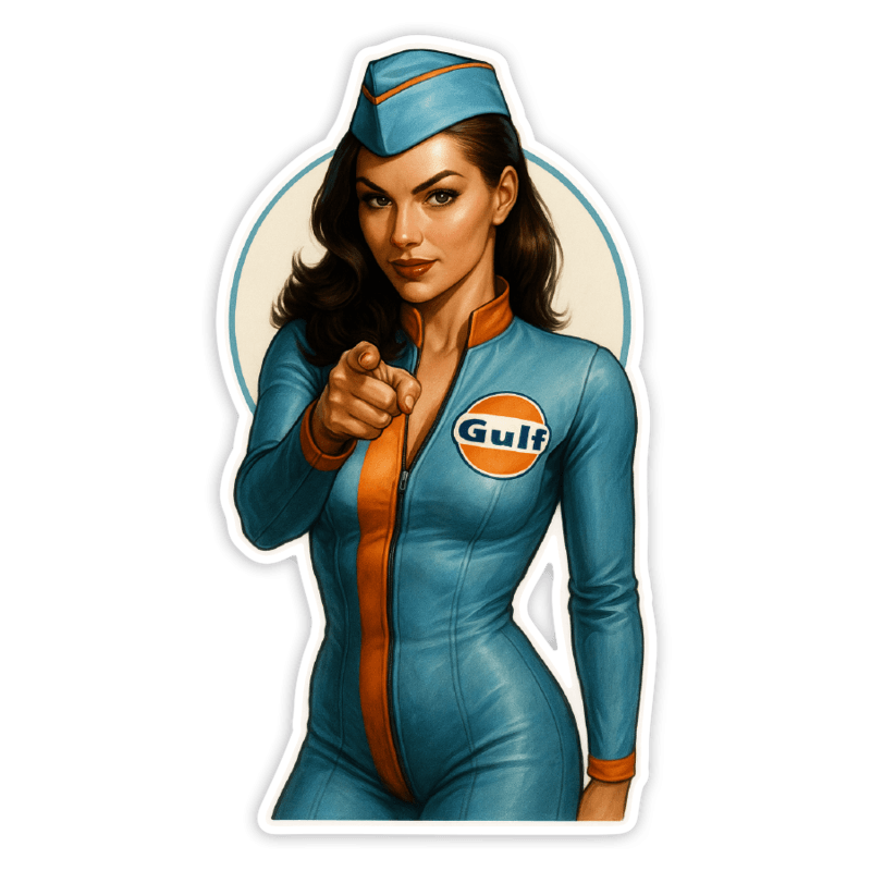 Adesivi per Auto e Moto: Ragazza Gulf Racing Vintage