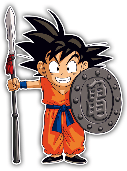 Adesivi per Auto e Moto: Goku con lancia e scudo